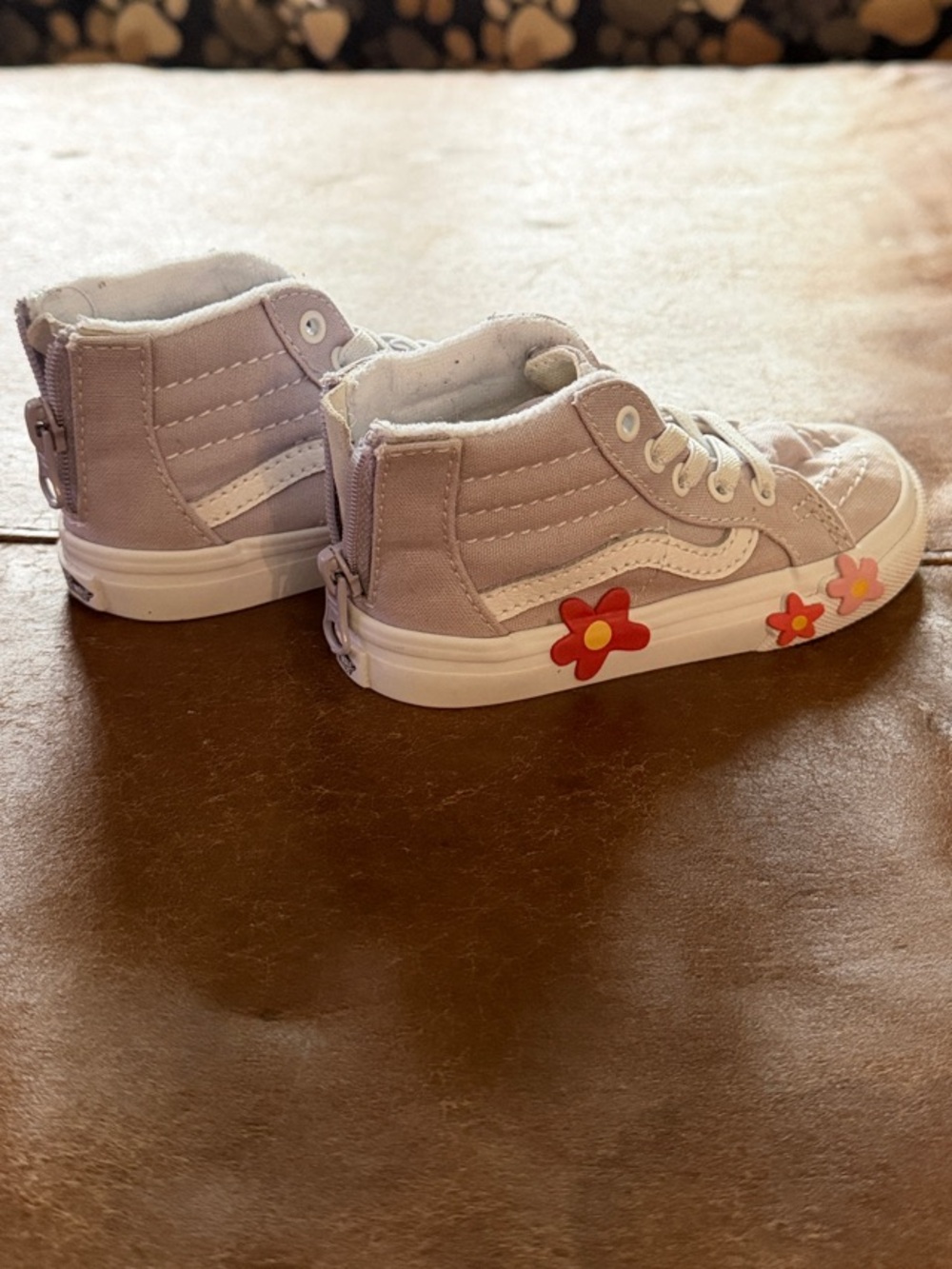 Vans Kids Lavender High-Top Sneakers with Flower Graphics